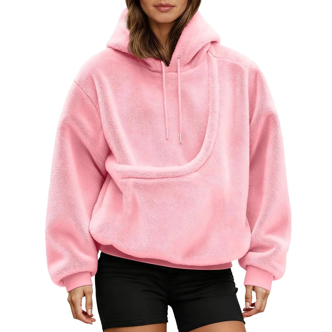Sudadera canguro color rosa
