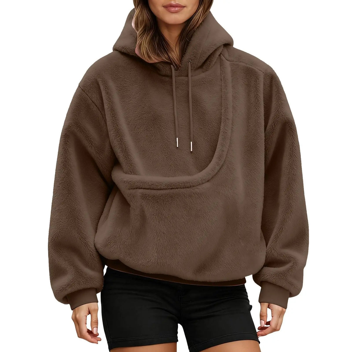 Sudadera canguro color marrón