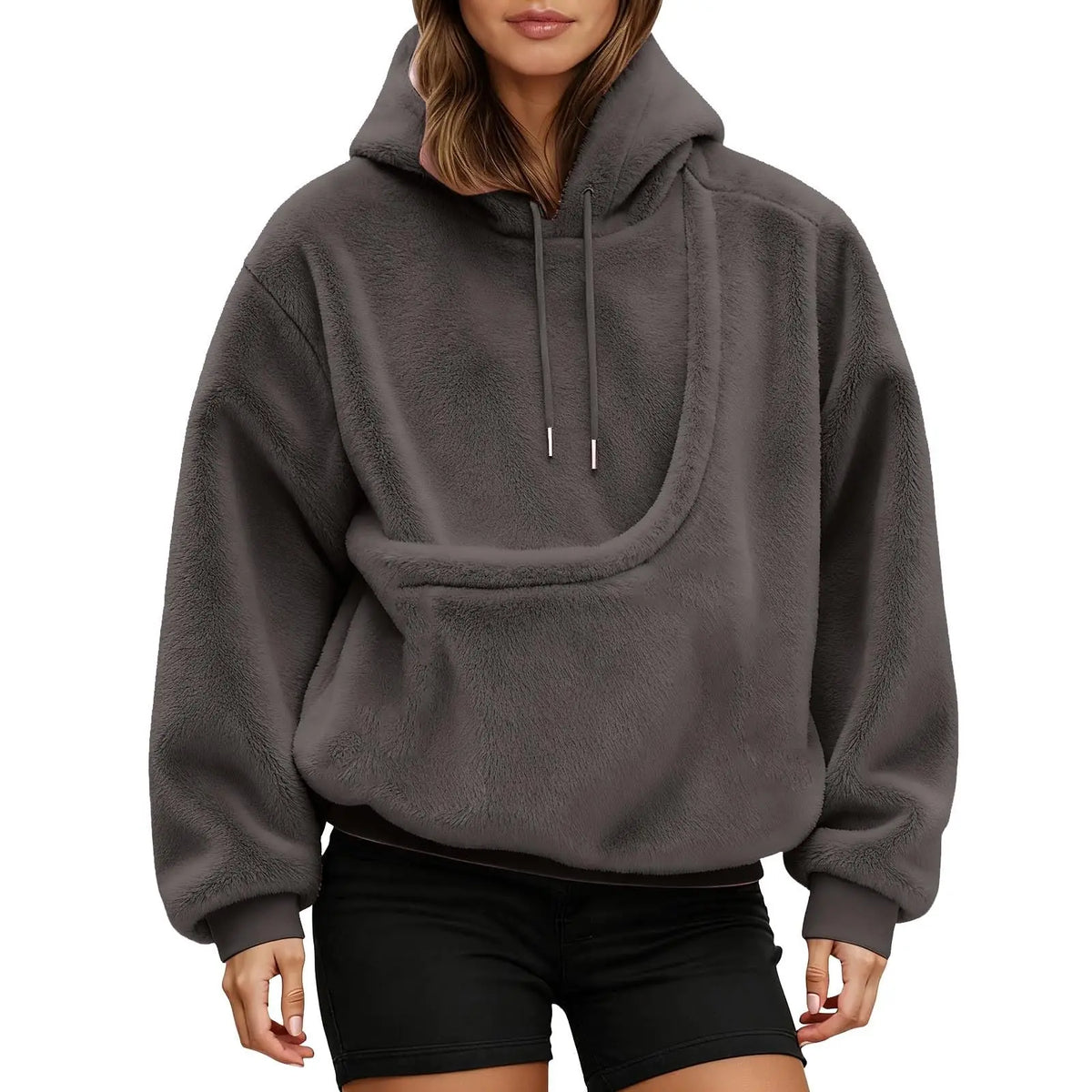 Sudadera canguro color gris